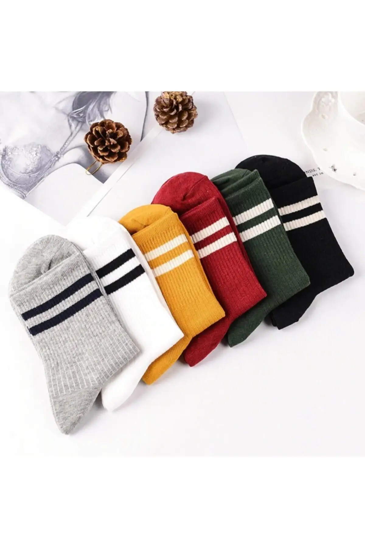 

Женщины 8 шт. Разноцветные полосатые теннисные носки