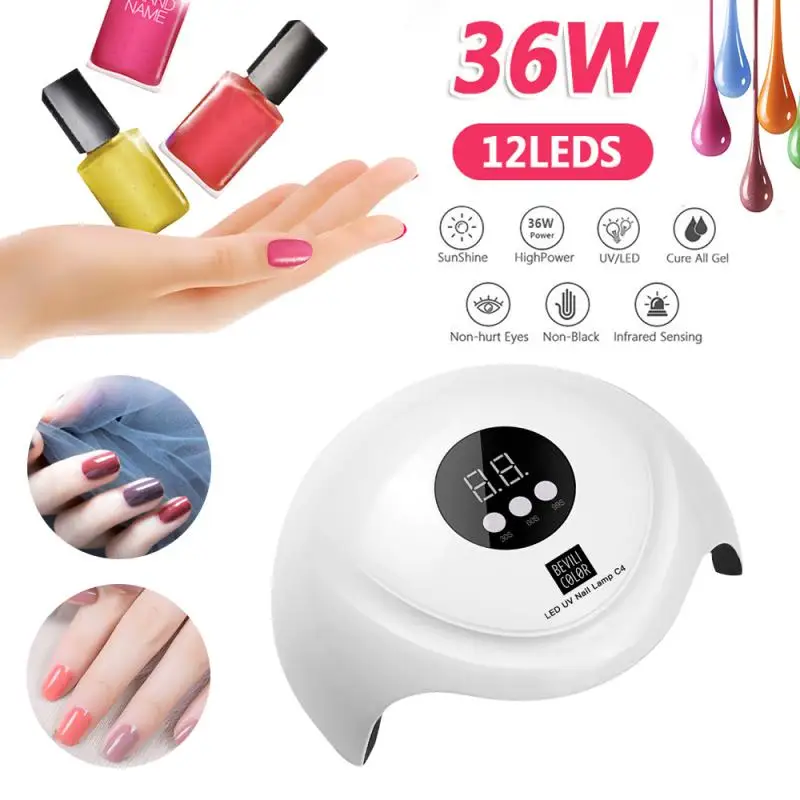 Маникюрная лампа 36 Вт 12 светодиодных ламп для ногтей лак УФ и светодиодной лампы