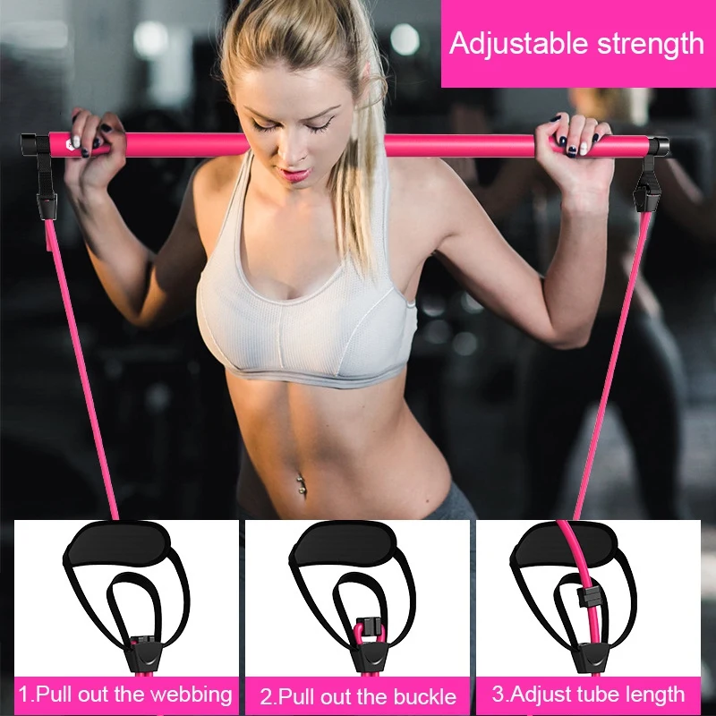 

W Gym Portable Pilates Bar Kit With Resistance Band Adjustable Pilates Exercise Stick Toning Bar Fitness Wome Yoga Body Workout