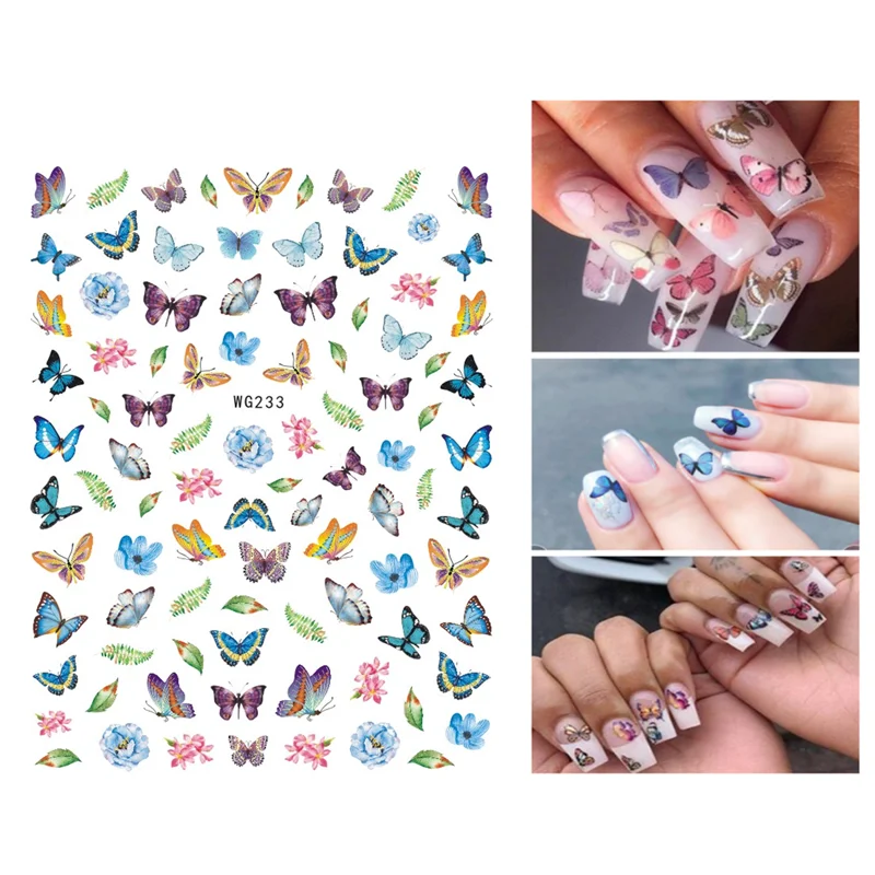 

10PCS New 3D Butterfly Nail Art Sticker Leaf Flowers Nail Slider Multicolor Butterfly DIY Nail Art Decoration Decal