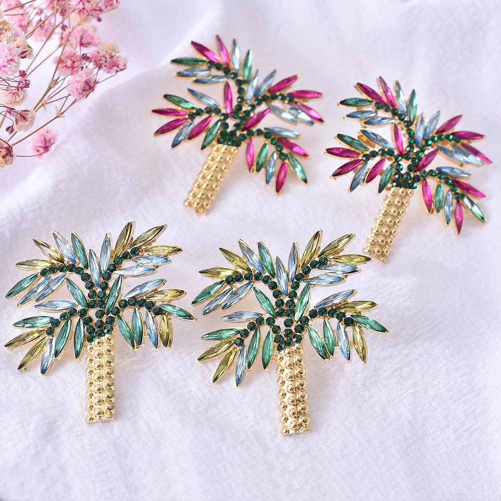 

Ztech New Palms Drop Earrings for Women Girls Bohemian Crystal Shiny Luxury Earrings Rhinestone Jewelry Party Gifts Wholesale