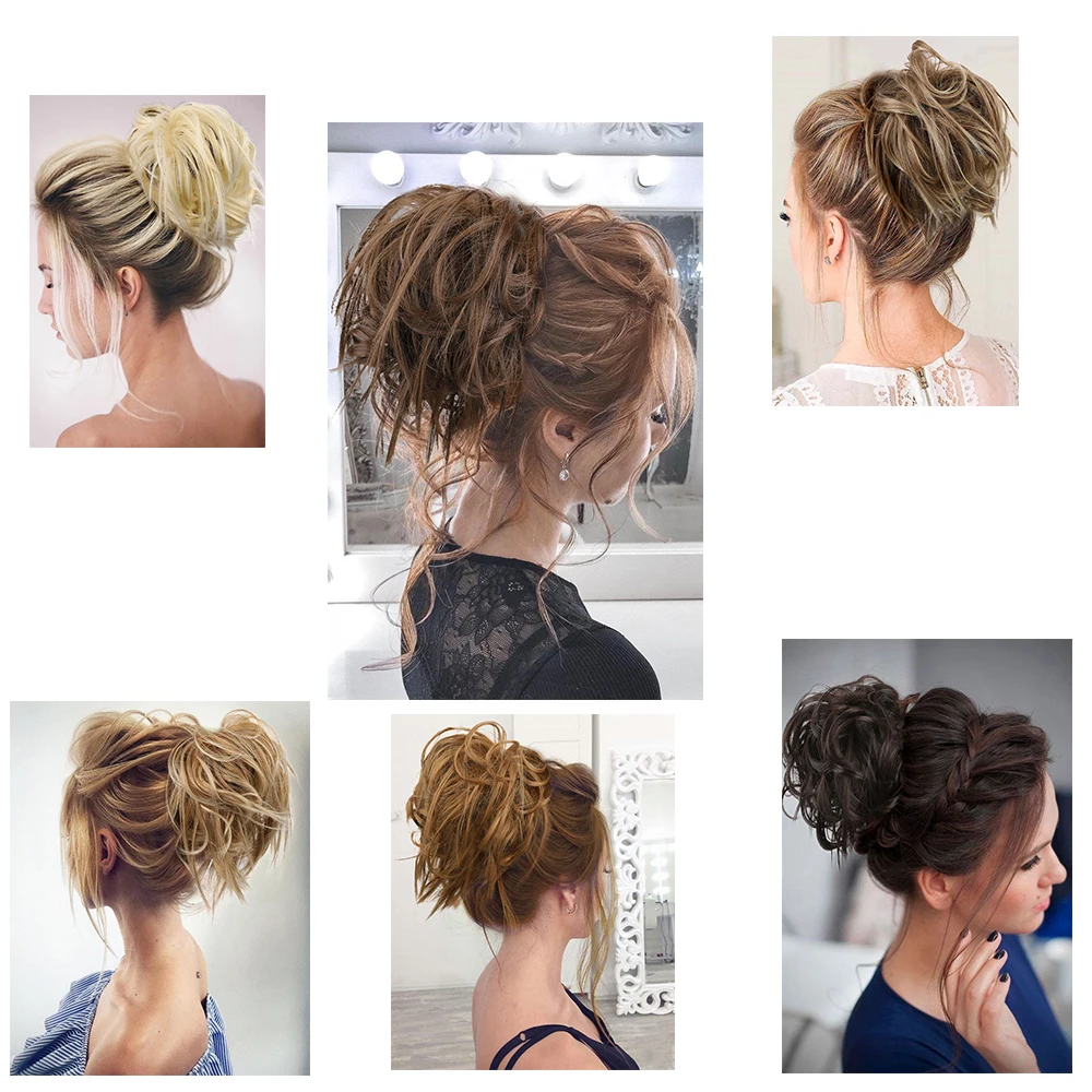 Грязные волосы булочка резинки для женщин шиньоны наращивания синтетический