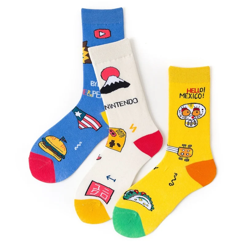 Мужские и женские рождественские подарочные носки хлопковые с забавным