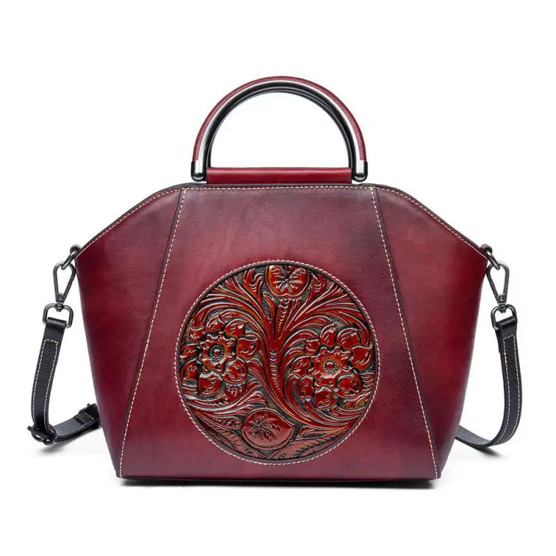

Bestform Vintage Genuine Leather Women Bag 2021 New Nature Cowhide Lady Handbag Embossed Versatile Shoulder & Crossbody Bags