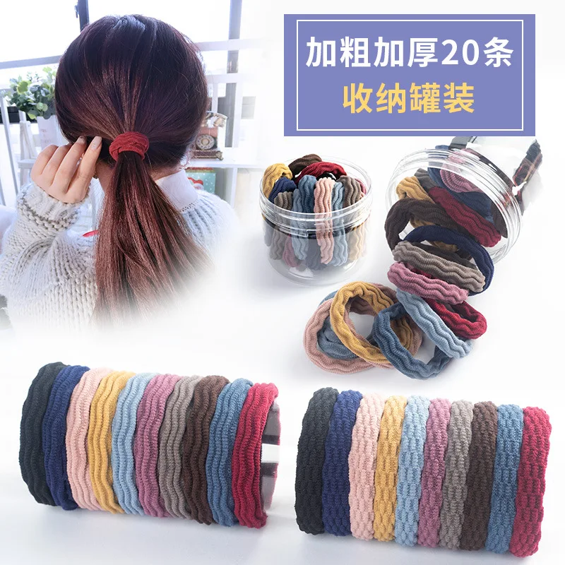 

40pc Korean Hairband Women's High Elasticity Hair Rubber Band Simple Headband Black Seamless Canned Towel Hair Ring Girl Hair