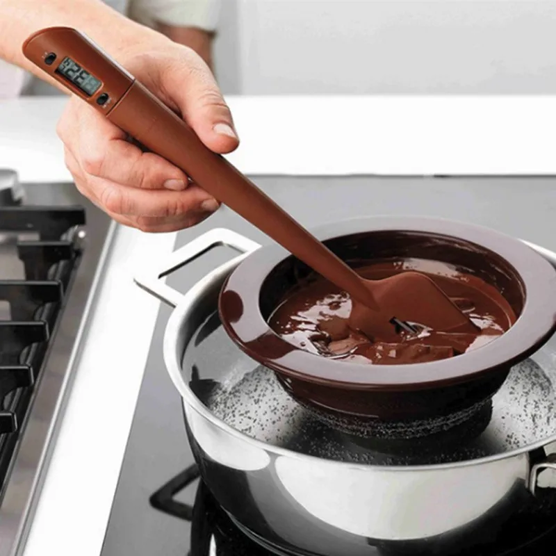 

2 In 1 Spatula Thermometer For Baking Cooking Candy Chocolate Temperature Meter Cream Butter Cake Silicone Spatula Baking Tools