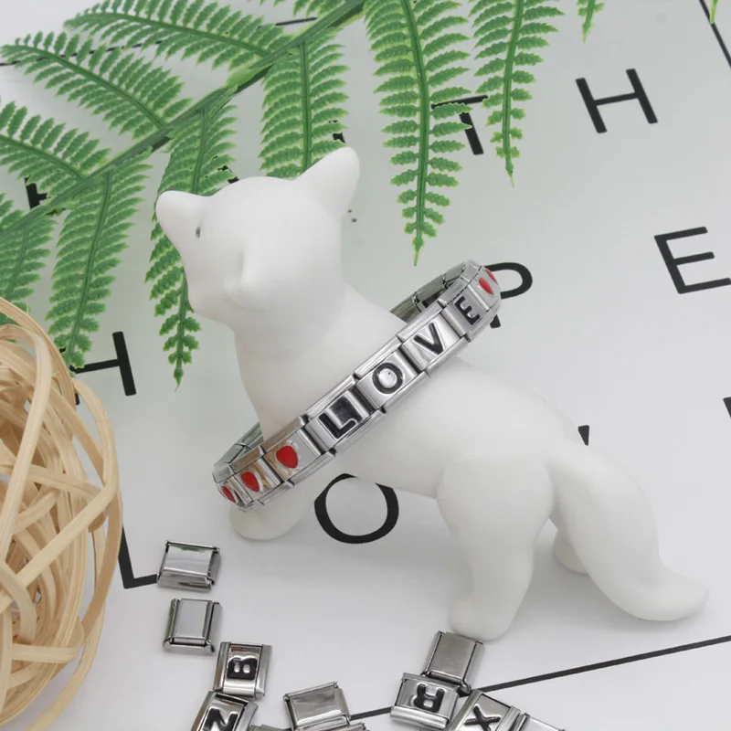 Браслет Hapiship из нержавеющей стали диаметром 2018 дюйма 9 мм с 26 буквами|Бусины| |