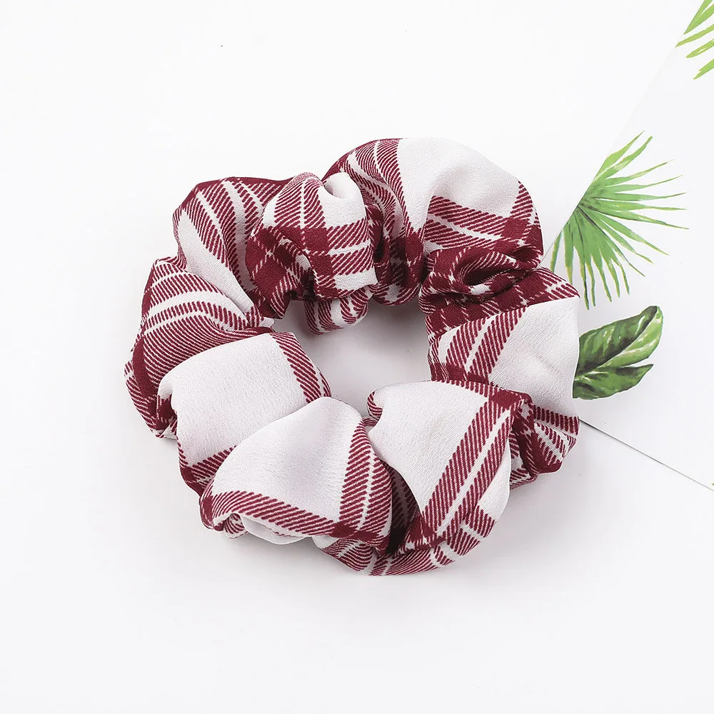 

Plaid Pattern Cotton Hair Scrunchies Women Elastic Hair Bands Headwear Ponytail Holder Chiffon Hair Accessories