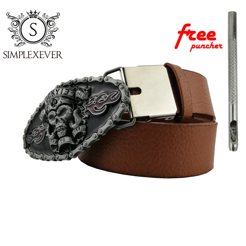 Череп в ковбойском стиле подарок пряжка на ремешке для Для мужчин серебрянное