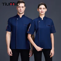 unisex chef uniforms food service catering chef jacket breathable short sleeve cook wear sushi costume bakery hotel work clothes
