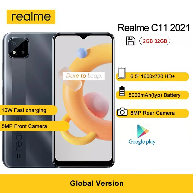 

Смартфон realme C11, 2021 дюйма, 2 + 32 ГБ, 6,5 мАч