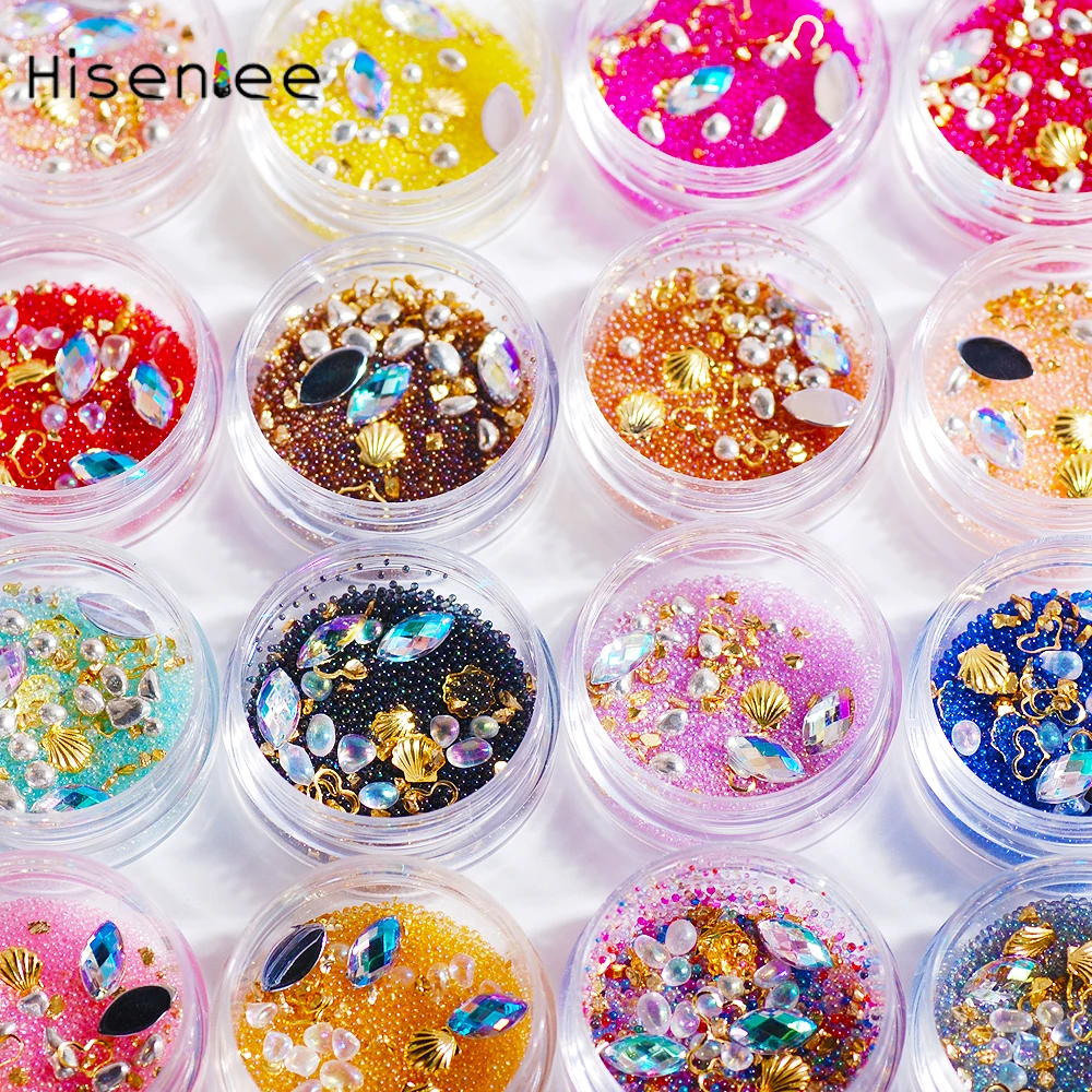 1 коробка высокого качества Смешанная микро Икра/гвоздь щебень/сердце заклепки