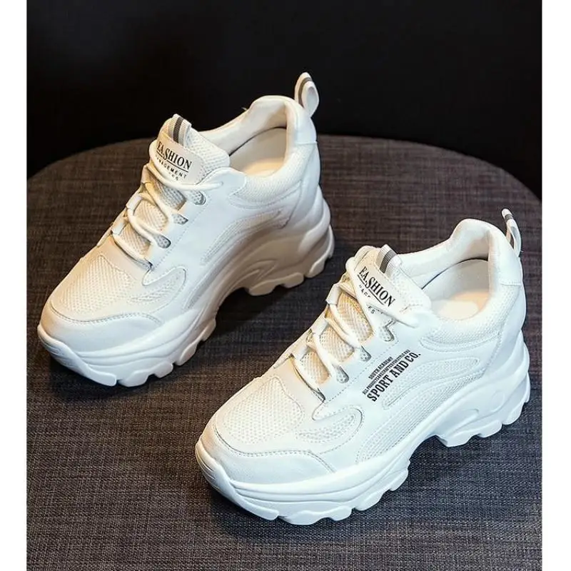 

Breathable Wedges Shoes Spring Women White Sneakers On Platform Chunky White Shoes Casual Female Spring Sneakers Wedges