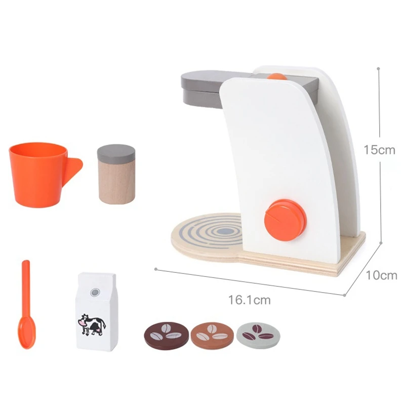 

Wooden Coffee Machine Baby Wooden Pretend Play Set Simulation Blender Baking Kit Game Mixer Kitchen Role Toy for Kids