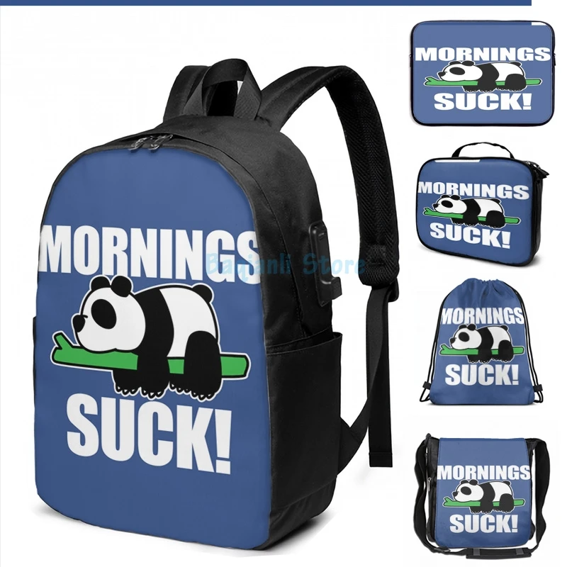 Забавный рюкзак с графическим принтом панды забавные по утрам USB-зарядкой