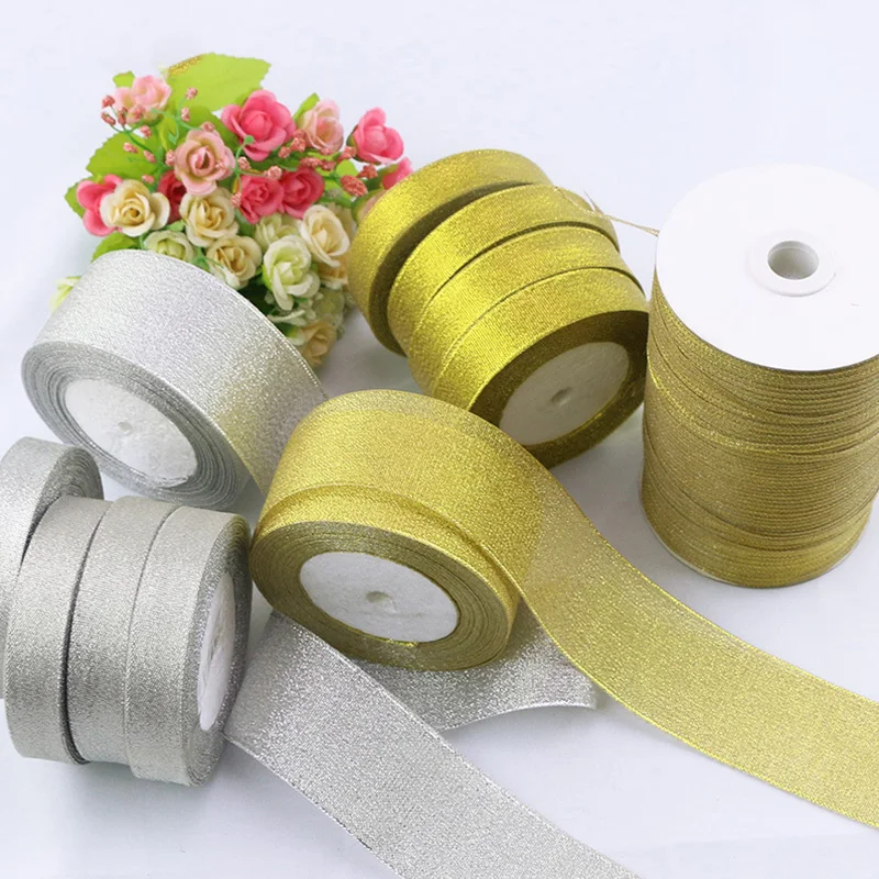 25Yards/Roll Glitter Satin Ribbons for Crafts Wedding Party Decorative DIY Organza Christmas Gift Supplies | Дом и сад