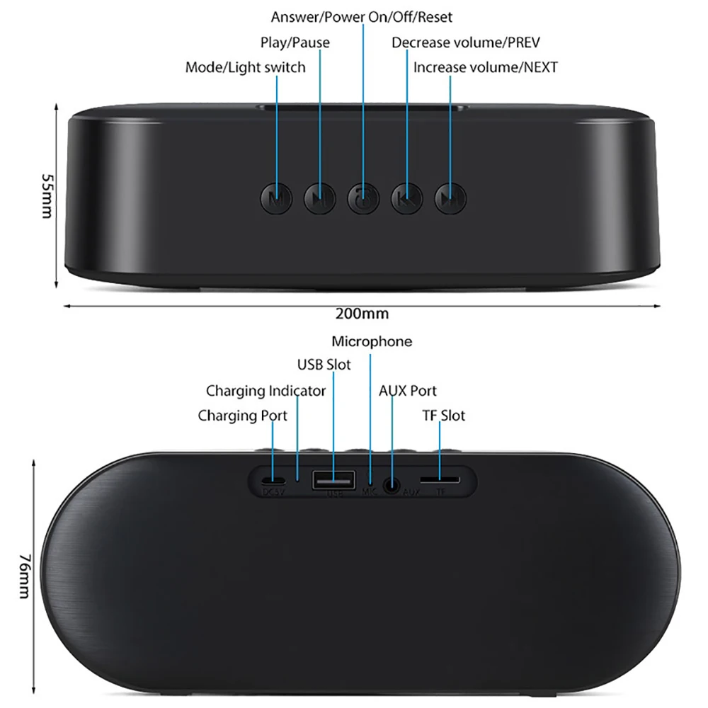 10 Вт портативный Bluetooth 5,0 беспроводной динамик бытовой мини супер бас Bluetooth динамик с светодиодный мигающий светильник громкой связи