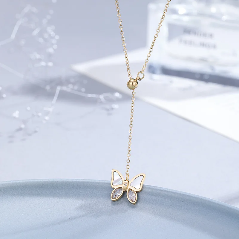 Европейское и американское ожерелье с бабочкой из нержавеющей стали | Украшения