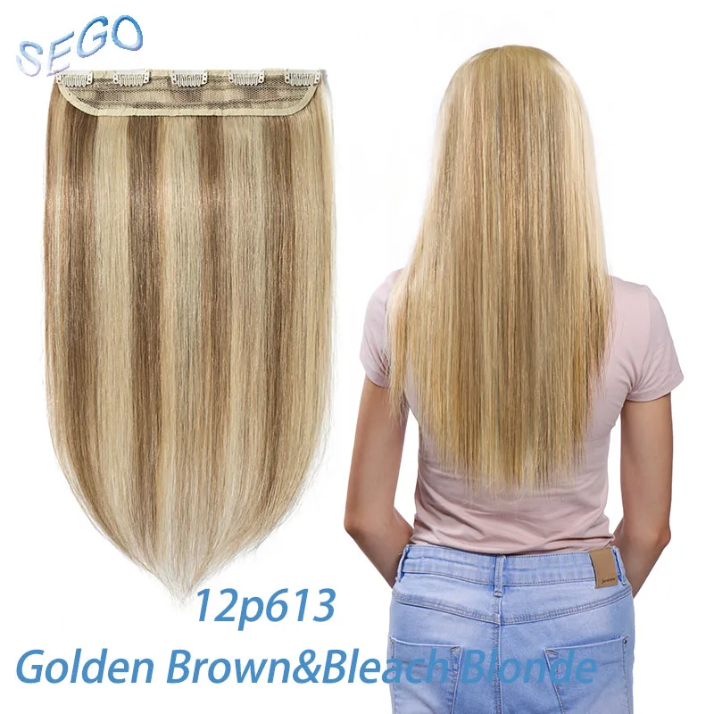 P12/613 SEGO "-24" 40 г-60 г прямые человеческие волосы для наращивания на заколках чистый и фортепианный цвет волосы на заколках человеческие волосы для наращивания 1 p/w 5 клипов - Цвет: P12/613
