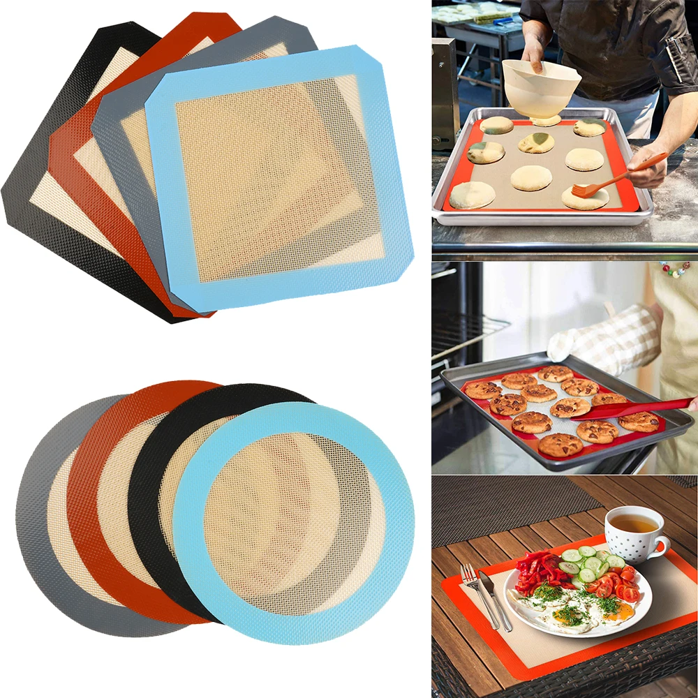 

Onuobao Macaron Silicone Baking Mat Oven Pad Household Cookie Bean Puffs Black Round Square Non Stick Baking Pan Oven Non Stick