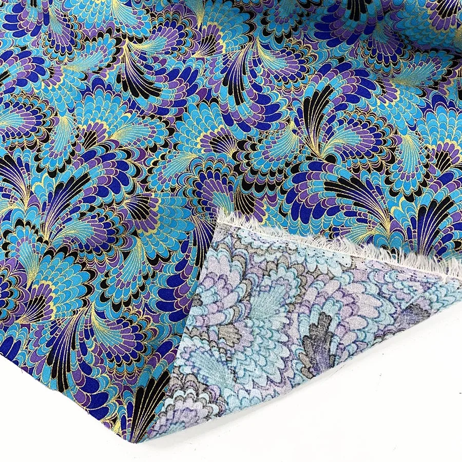 Японская ткань из 100% хлопка с принтом павлиньих перьев для шитья в стиле пэчворк