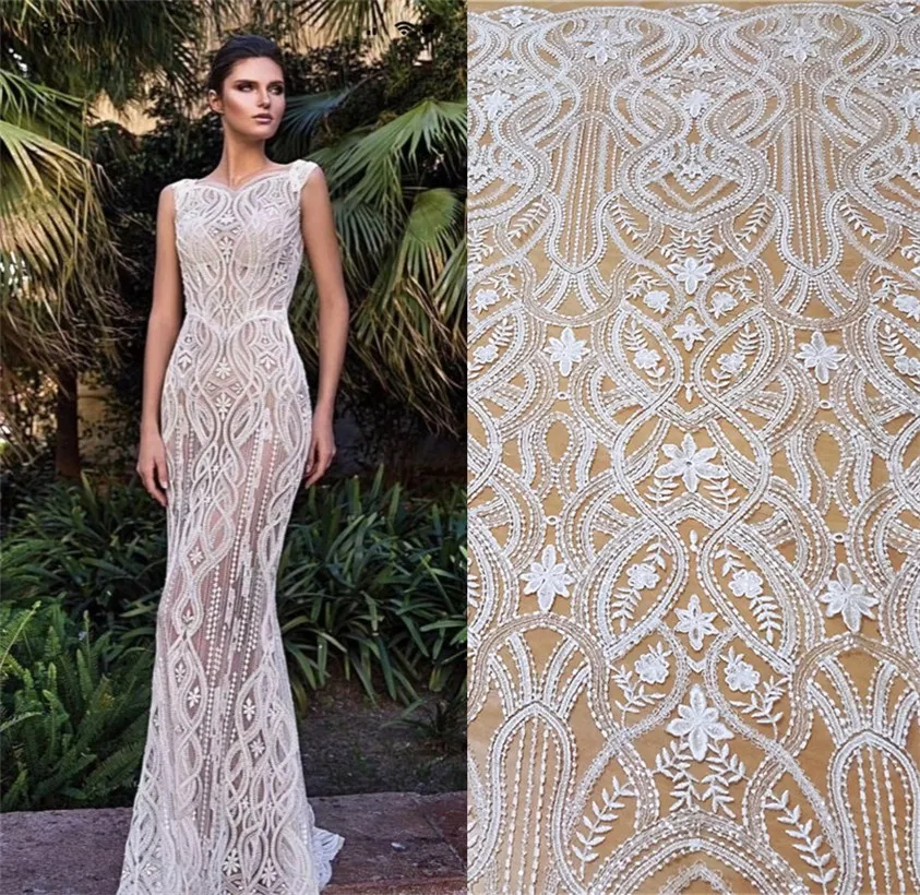 

Sequins bridal lace fabric tulle lace alencon lace fabric fashion wedding dress ivory fabric 130cm width