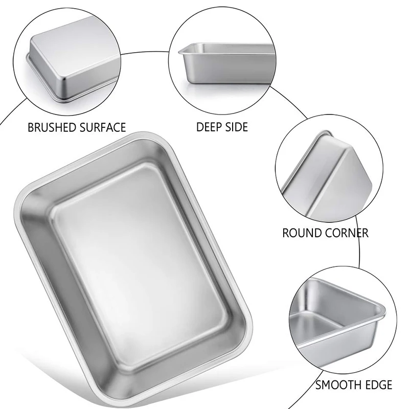 

Lasagna Pan, Rectangular Cake Pan Brownie Bake Dish Stainless Steel, Heavy Duty & Healthy, Deep Side & Brushed Surface, Easy Cle