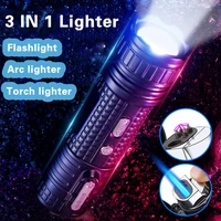 3 in 1 torch cigar unusual lighters multifunction windproof jet flame electric arc pulse lighter with led flashlight creactive
