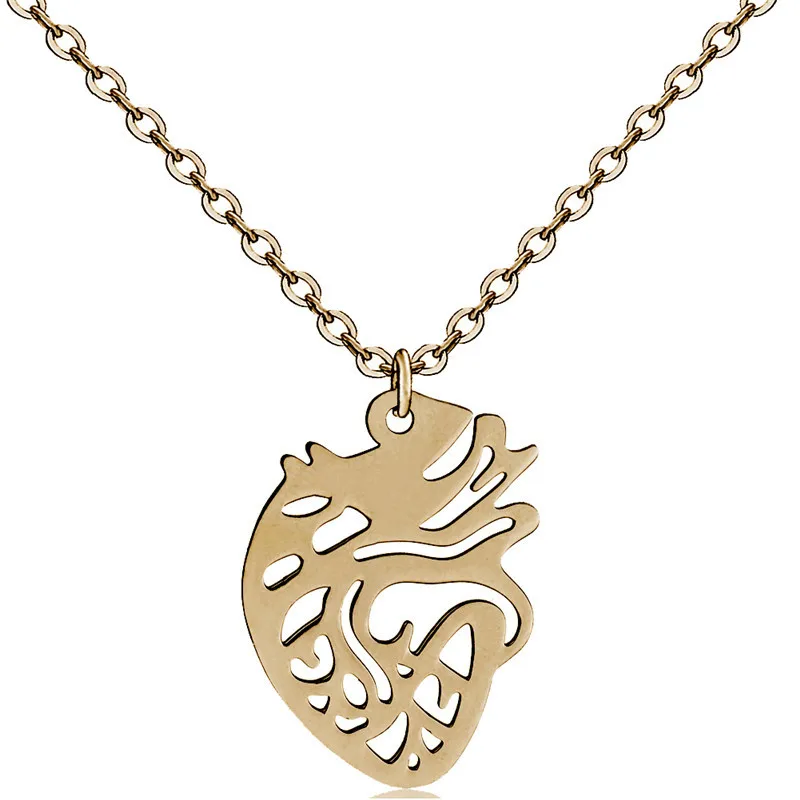 

Heart Pendant Visceral Organ Necklace New Fashion Stainless Steel O-Shaped Chain Jewelry Valentines Day Gift Woman Party