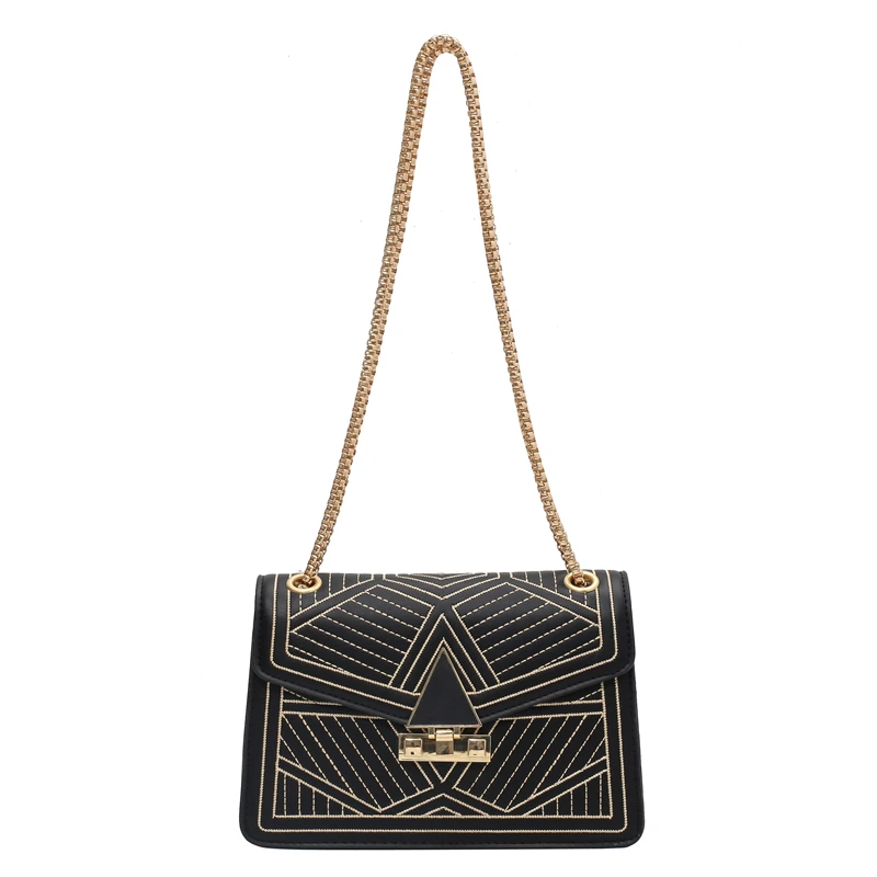 

Embroidery Thread Small PU Leather Crossbody Bags for Women 2021 Fashion Luxury High Quality Shoulder Handbags Chain Hand Bag
