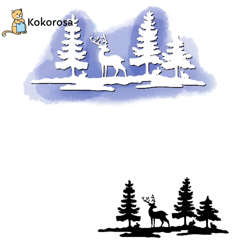 Декоративные штампы Kokorosa с изображением рождественской елки оленя лося для