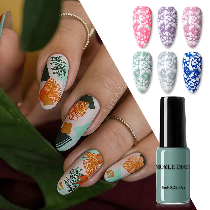 Лак NICOLE DIARY для штамповки искусство ногтей|Лак ногтей| |