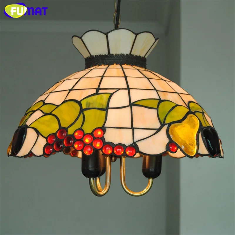Goedkoop FUMAT Druif Cherry Orchidee Hummingbird Tiffany Hanglamp Multi Kleur Gebrandschilderd Glas Opknoping Lichtpunt Handwerk Decor 16