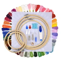 100 colors magic embroidery pen needle hoop set kit thread punch stitching knitting women diy sewing accessories tweezer tools