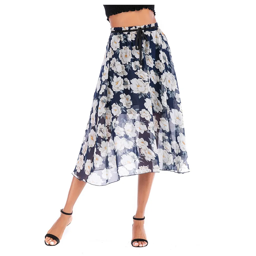 Женская юбка с цветочным принтом Jaycosin Повседневная пляжная эластичным поясом и