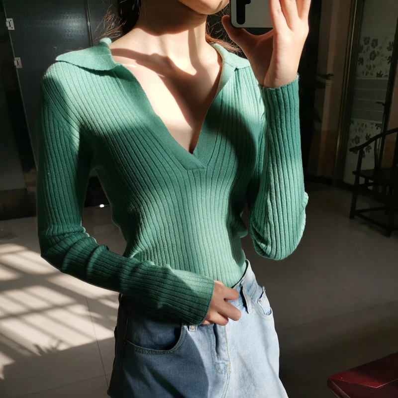 Сексуальный женский свитер осень 2012 Новые пуловеры Зимний Большой с v-образным