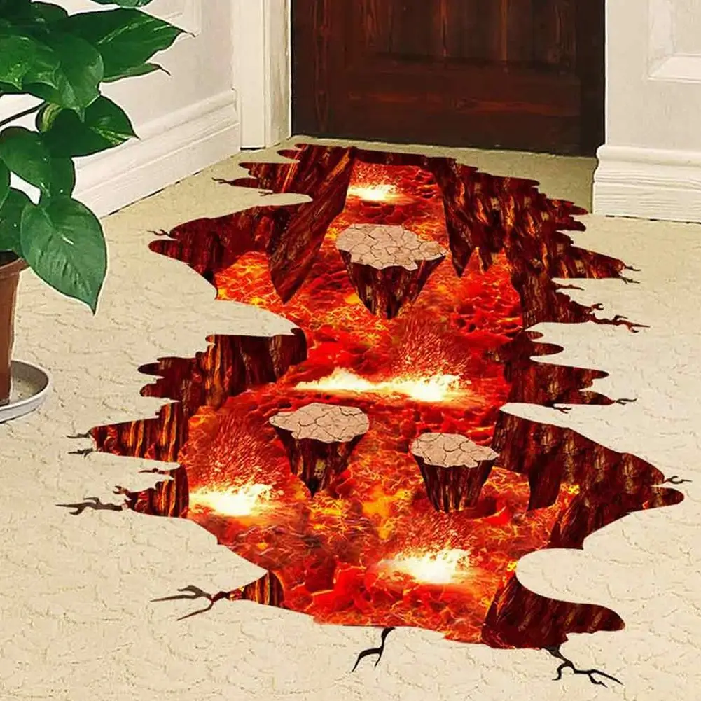 Креативные 3D космические настенные наклейки съемные ПВХ пол пламя и Лава на