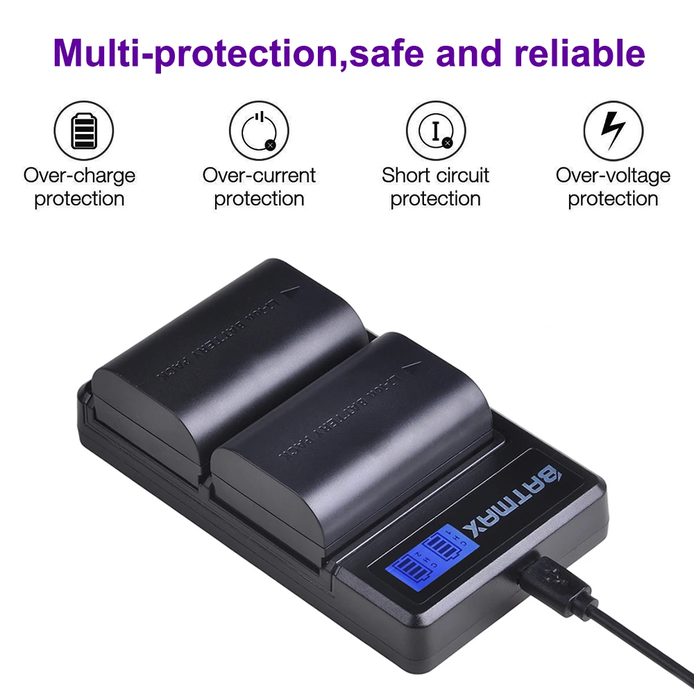 Аккумулятор Batmax LP-E6 LP E6 LP-E6N Новый ЖК-дисплей двойное зарядное устройство USB для Canon