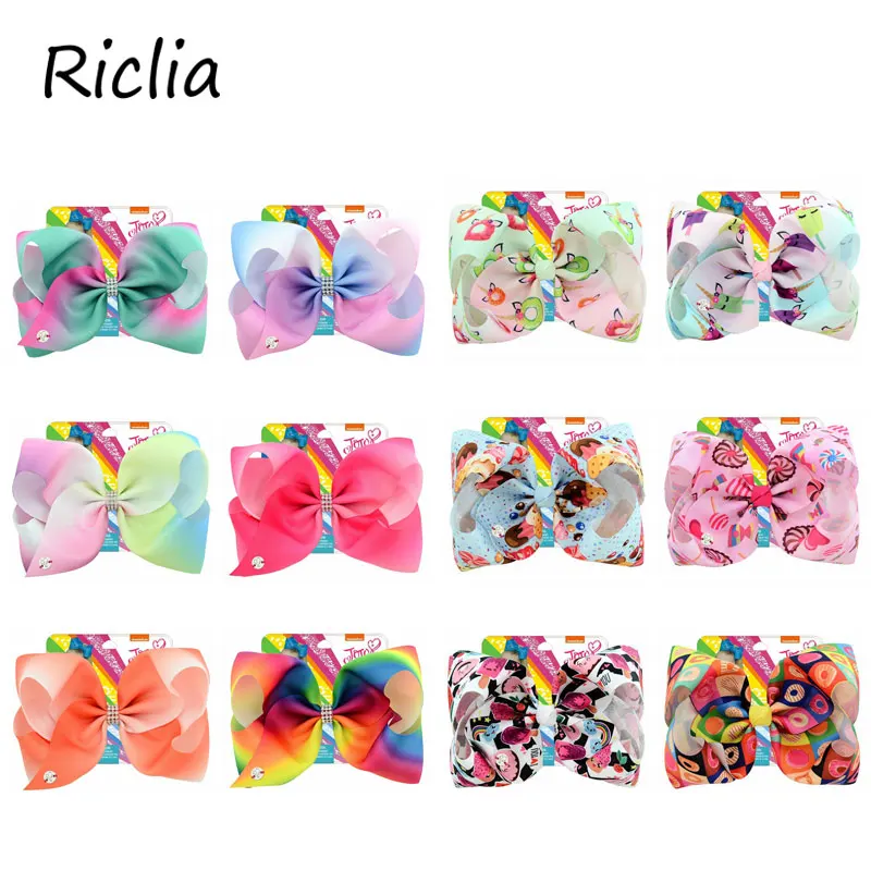 Riclia 6 шт./лот большой бант заколки для волос детей Красочные Красота ручной работы