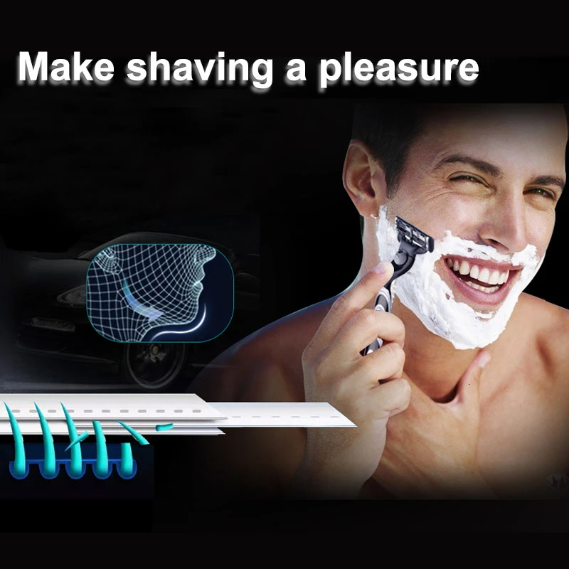 

Men's Shaving Razor Blades Fit Gillette Mach3 Turbo Sensitive Straight Razor 3 Layers Safety Razor Cassettes Replaceable Heads