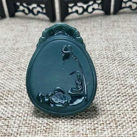 natural hetian jade dripping lotus pendant necklace men and women can wear