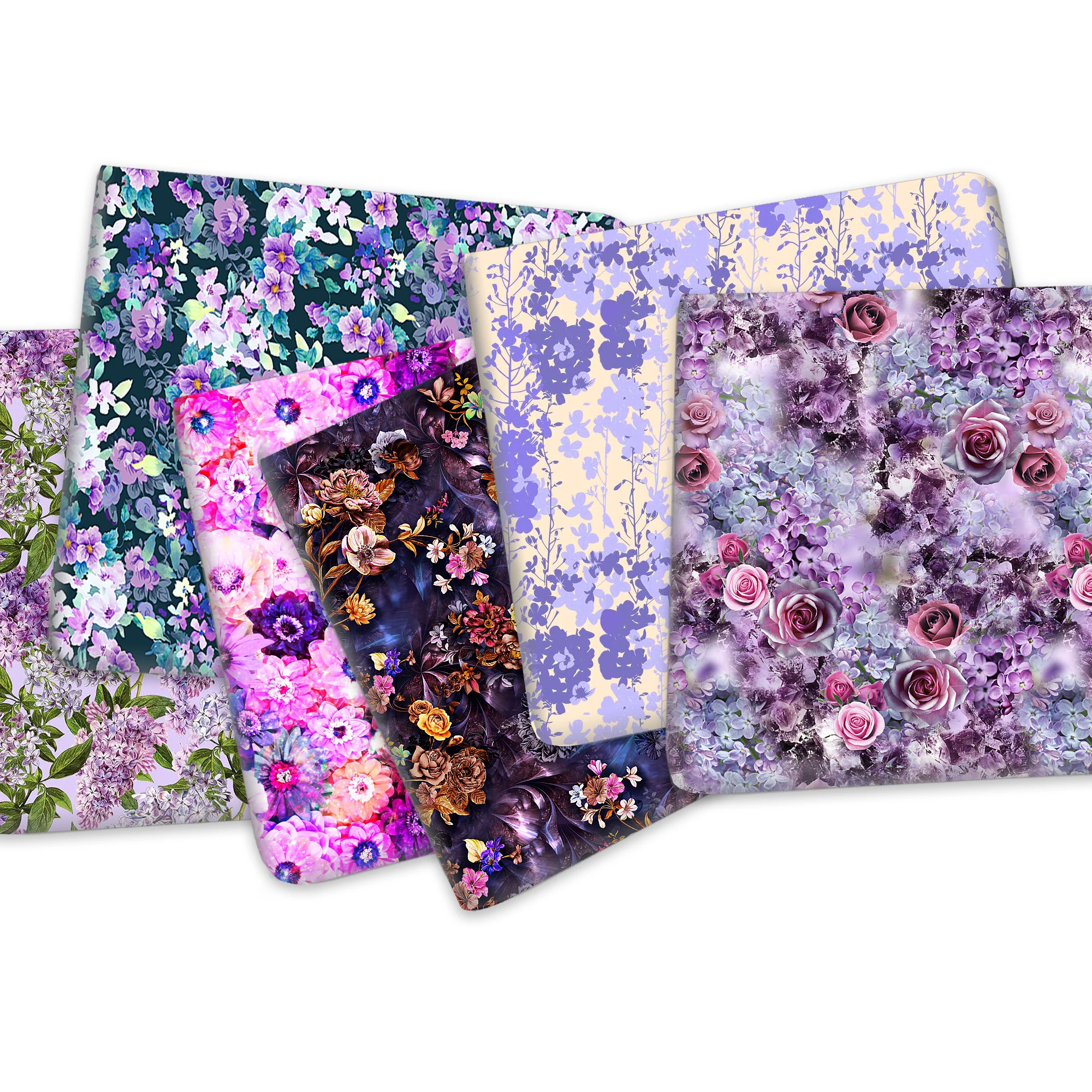 

50*145 см фиолетовая цветочная ткань из полиэстера и хлопка, Лоскутная Ткань, платье, марионетка, искусственный материал, кукла, 1Yc17770