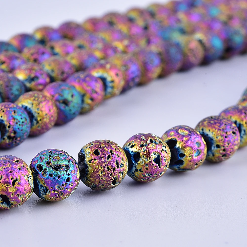 Asingeloo натуральный лавовый камень с голубым покрытием 4/6/8/10 мм круглые бусины