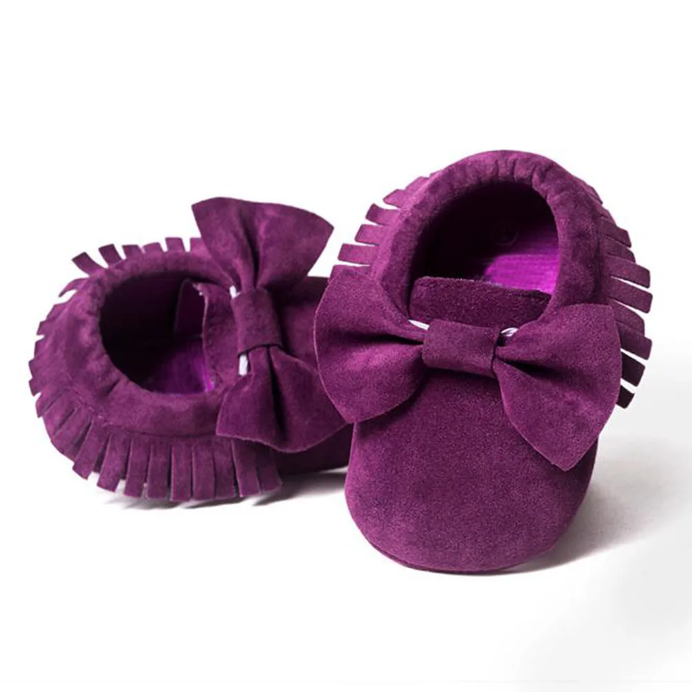 Для маленьких девочек Мокасины с кисточками С бантом из искусственной кожи для