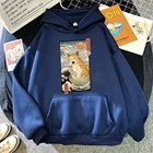 Японские мужские пуловеры Ukiyo-E с большими волнами и кошками, модная толстовка, забавные толстовки в стиле Харадзюку, Удобный спортивный костюм для мужчин