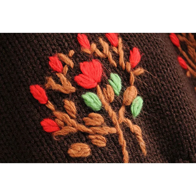 ZA 2019 Womens vintage turtleneck Sweater long sleeve Embroidered ruffles knit Pullovers Female stylish Jumper winter Tops | Женская