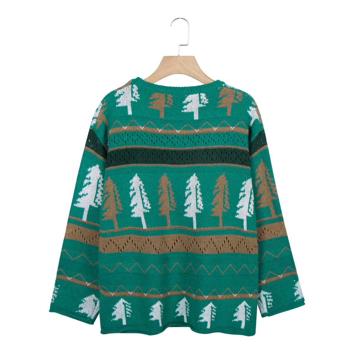 

Fannic 2020 Winter Knitting Casual Christmas Tree Print Round Neck Full Pullover Sweater Women