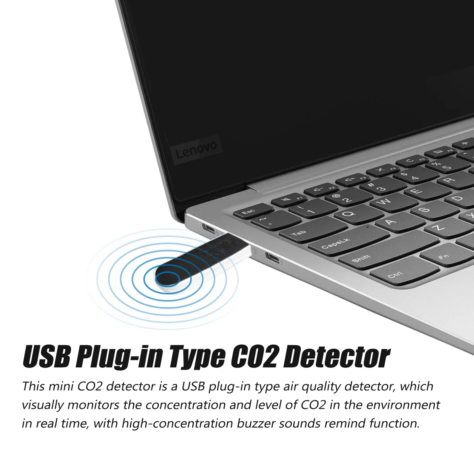 

CM01 Mini USB Plug-in Type CO2 Detector Carbon Dioxide Value Tester Household Air Quality Meter with Sound Remind Function