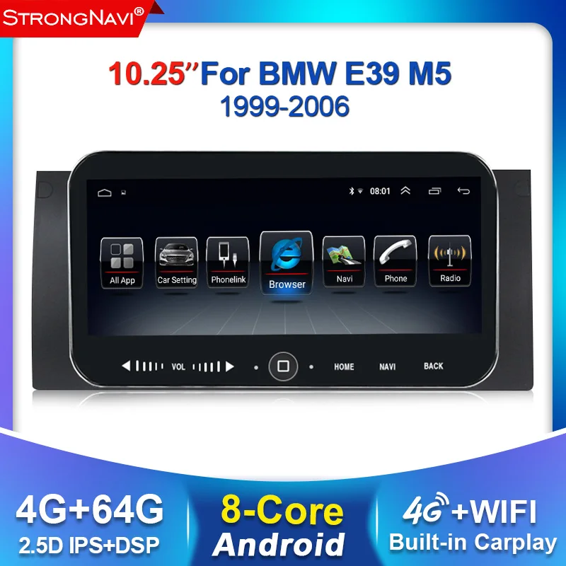 Автомагнитола 2 Din 10 25 дюйма Android 4 + 64 ГБ без DVD-плеера для BMW X5 E53 E39 5 серии