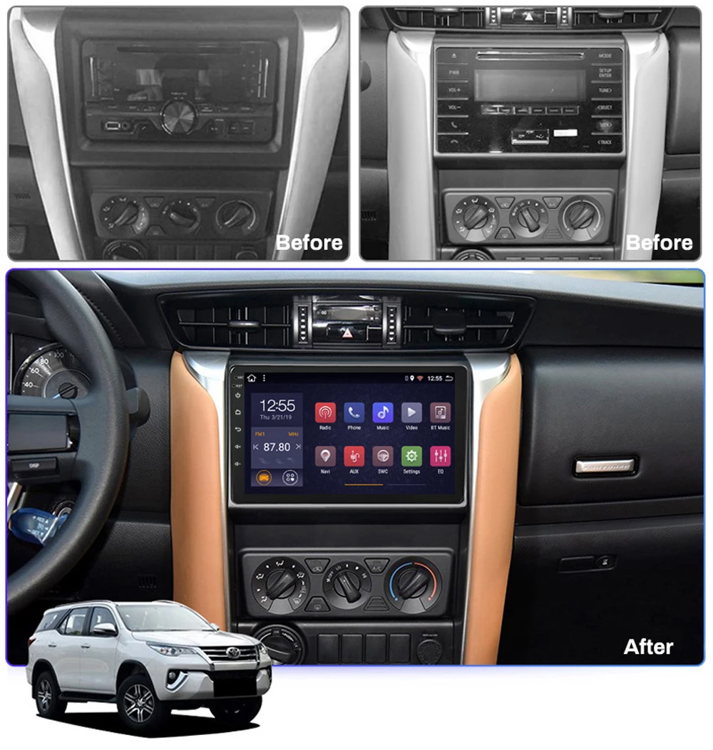 PX6 4G + 64G Android 9 &quotдля Toyota Fortuner 2 2015-2018 Автомобильная Радио мультимедийная система